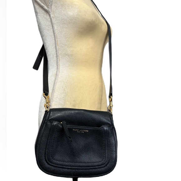 Marc Jacobs Handbags - Marc Jacobs Black Pebbled Leather Crossbody Bag with Gold Hardware